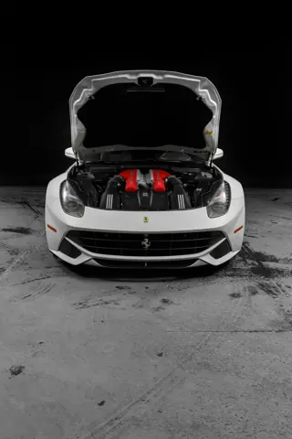 Car engine ready for servicing